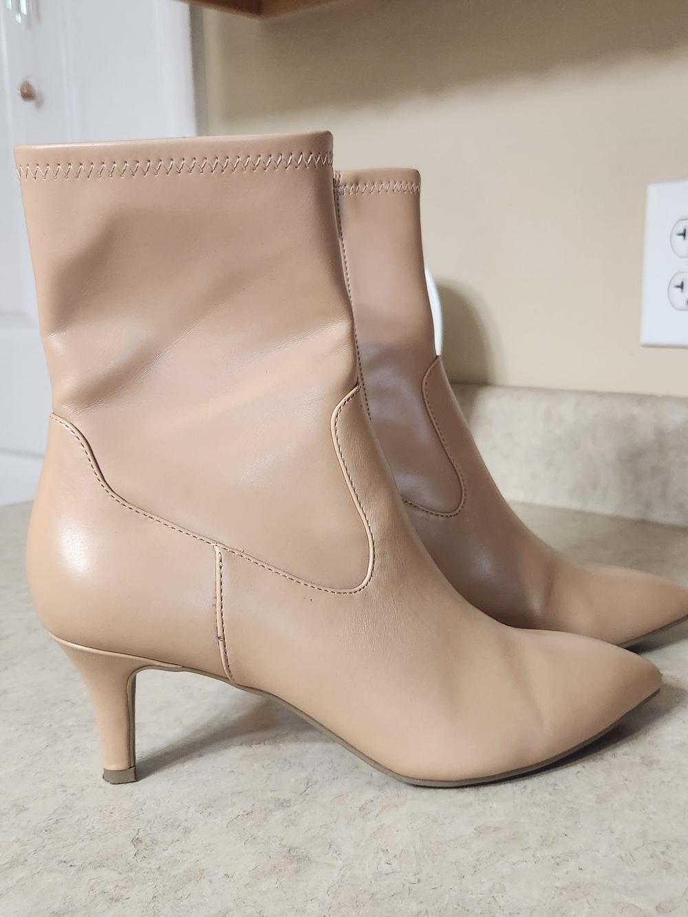 Women's Nude Kitten Heel Ankle Boots - Dolce Vita